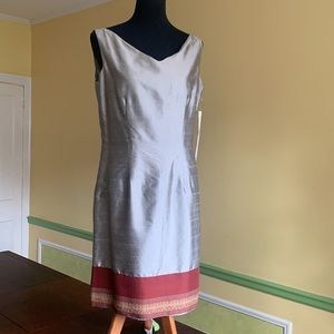 NWT ICE pure silk dress, hem decor, sleeveless; Size 10